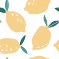 Doodle lemon vector seamless pattern